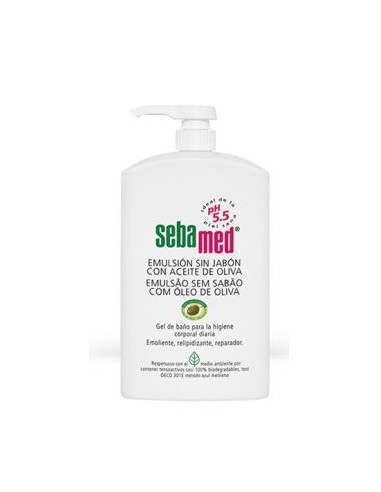 EMULSION SIN JABON aceite oliva gel de baño 1l. SEBAMED