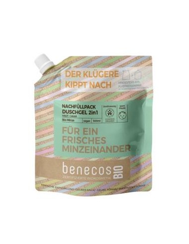 GEL DE BAÑO 2en 1 menta recarga 500ml. BIO VEGANO BENECOS