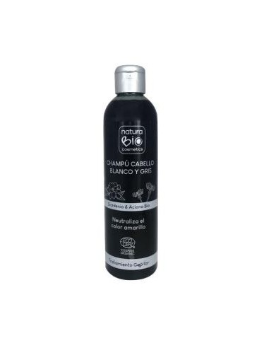 CHAMPU CABELLO BLANCO Y GRIS gardenia-aciano 250ml NATURABIO COSMETICS