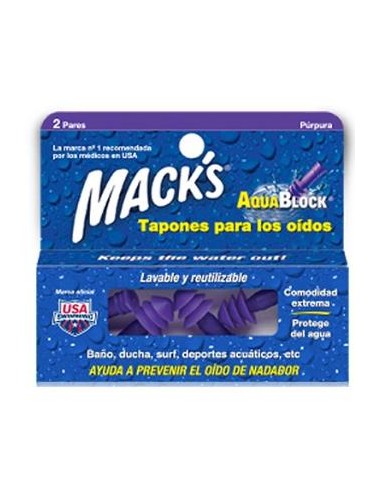 TAPON OIDO MACKS AQUABLOCK 2 pares MACKS