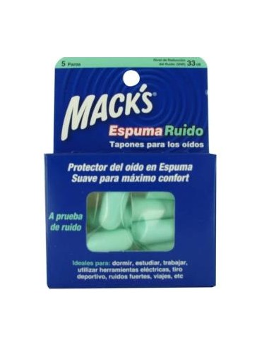 TAPON OIDO MACKS ESPUMA RUIDO 10 unidades MACKS