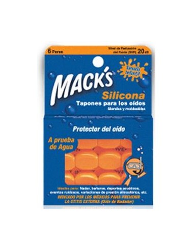 TAPON OIDO MACKS SILICONA 12 unidades infantil MACKS