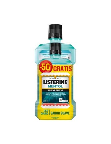 LISTERINE MENTOL suave 500+250ml.**