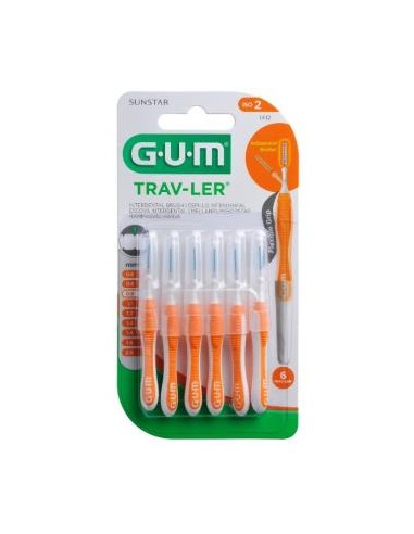 CEPILLO INTERDENTAL TRAV-LER 0,9mm 6un naranja GUM