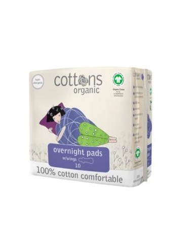 COMPRESA NOCHE con alas 10uds. ORGANIC COTTONS