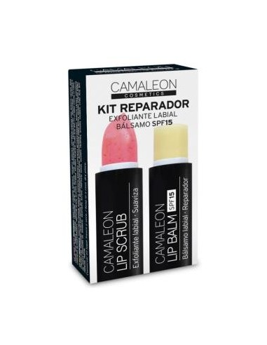 CAMALEON KIT REPARADOR labial+exfoliante fresa. CAMALEON COSMETICS