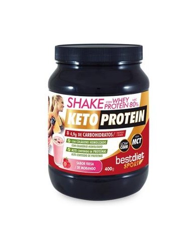 SHAKE WHEY PROTEIN 80% sabor fresa 400gr. KETO PROTEIN