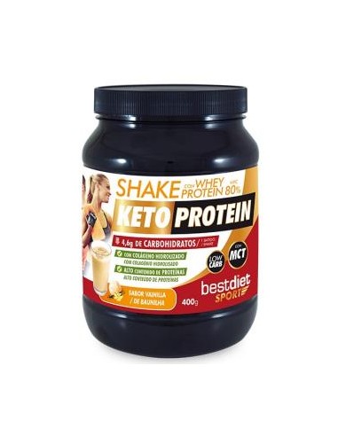 SHAKE WHEY PROTEIN 80% sabor vainilla 400gr. KETO PROTEIN