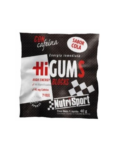 HIGUMS sabor cola con cafeina expositor 20bolsas NUTRISPORT