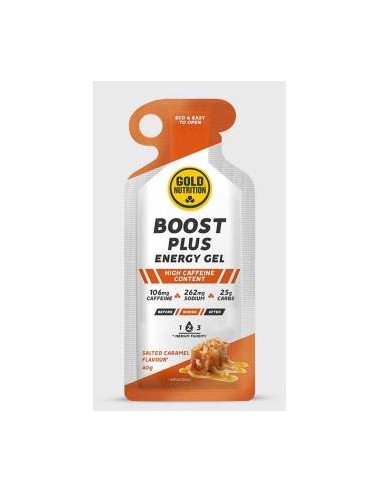 BOOST PLUS ENERGY GEL caramelo salado 16geles. GOLD NUTRITION