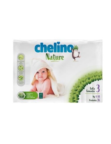 CHELINO PAÑAL INF nature T/3 4-10kg 36un