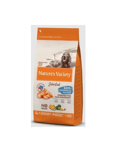 NATURES VARIETY CANINE ADULT MD MX SALMON 2kg. NATURE S VARIETY VET