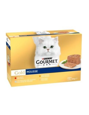 GOURMET GOLD MOUSSE SURTIDO CAJA 12X85gr. PURINA VET