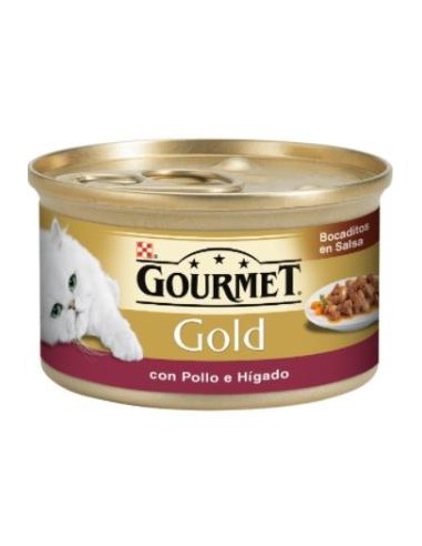 GOURMET GOLD BOCADITOS SALSA POLLO HIGADO 24X85gr. PURINA VET