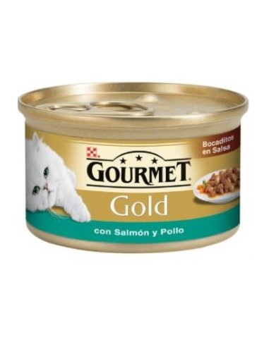 GOURMET GOLD BOCADI EN SALSA C/ SALMON-POLLO 85x24 PURINA VET