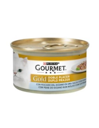 GOURMET GOLD DOBLE PLACER PESCADO ESPINAC. 24x85gr PURINA VET