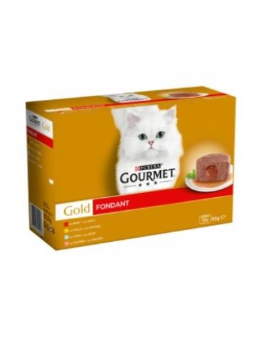 GOURMET GOLD FONDANT BUEY ATUN SALMON 12X85gr. PURINA VET