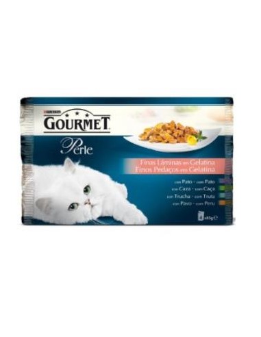 GOURMET PERLE LAMINAS GELATINA VARIADO 4X85gr. PURINA VET