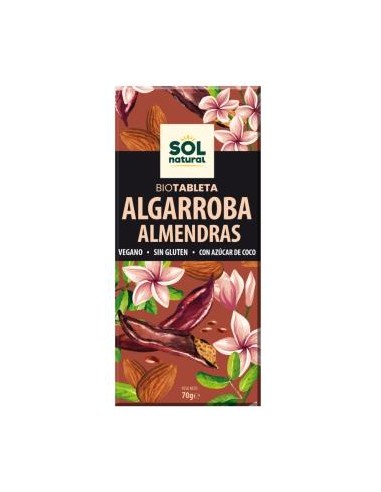 ALGARROBA con almendra tableta 70gr. BIO SG VEGAN SOLNATURAL