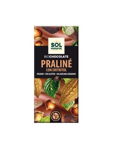 CHOCOLATE PRALINE con eritritol tableta 70gr. BIO SOLNATURAL