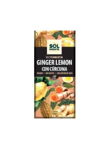 CHOCOLATE JENGIBRE LIMON con curcuma 70gr.BIO SG SOLNATURAL