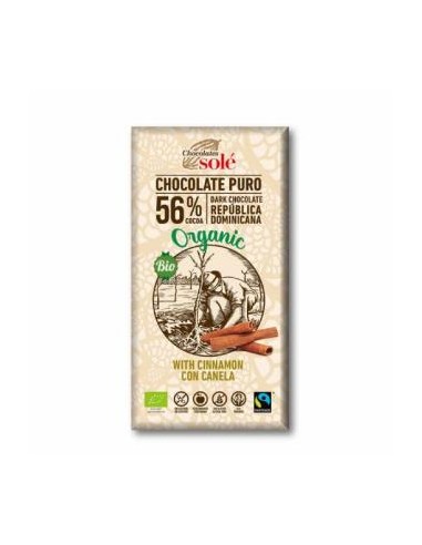 CHOCOLATE NEGRO 56% con canela 100gr ECO SG VEGAN CHOCOLATES SOLE