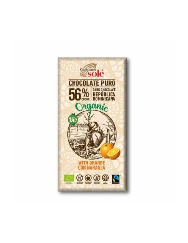 CHOCOLATE NEGRO 56% con naranja 100gr. ECO CHOCOLATES SOLE