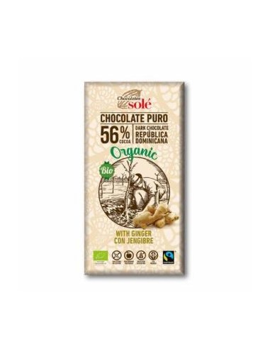 CHOCOLATE NEGRO 56% con jengibre 100gr. ECO CHOCOLATES SOLE