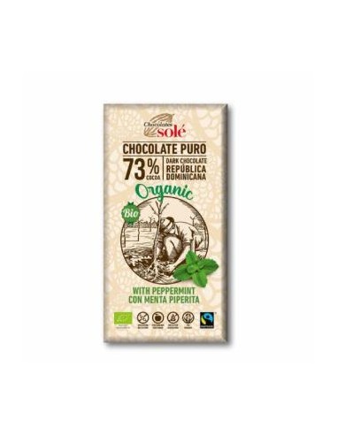 CHOCOLATE NEGRO 73% con menta 100gr. ECO SG CHOCOLATES SOLE