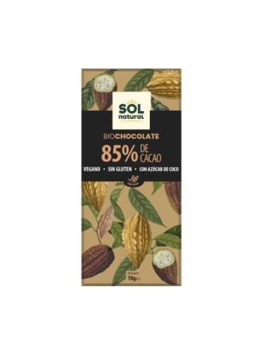 CHOCOLATE NEGRO 85% tableta 70gr. BIO SOLNATURAL