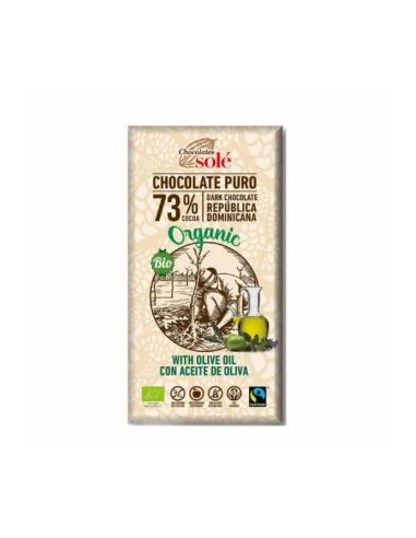 CHOCOLATE NEGRO 73% con aceite de oliva 100gr. ECO CHOCOLATES SOLE