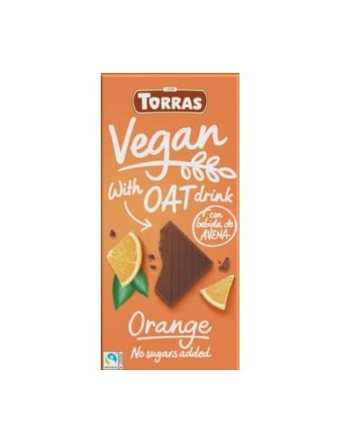 CHOCOLATE con bebida avena-naranja 100gr VEGAN TORRAS