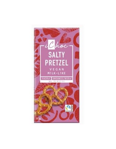 SALTY PRETZEL trozos de pretzel chocolate 80g BIO ICHOC