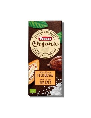 CHOCOLATE NEGRO 70% con flor de sal 100g BIO SG TORRAS