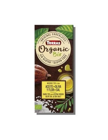 CHOCOLATE NEGRO 70% con aceite oliva 100g BIO SG TORRAS