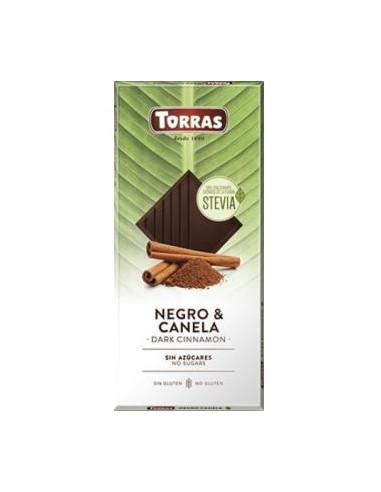 CHOCOLATE NEGRO con canela STEVIA 125gr TORRAS