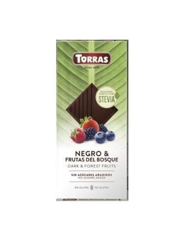 CHOCOLATE NEGRO FRUTOS BOSQUE STEVIA 125gr TORRAS