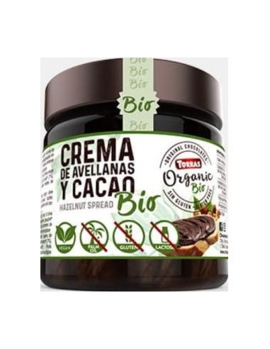 CREMA DE CACAO-AVELLANAS con aceite de oliva 200gr TORRAS