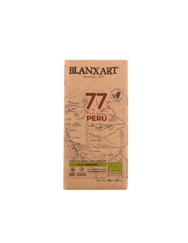 CHOCOLATE NEGRO 77% PERU 80gr. ECO** BLANXART