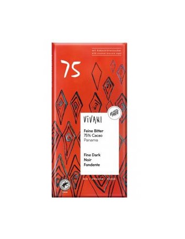 CHOCOLATE NEGRO PANAMA 75% azucar coco 80gr. VEGAN VIVANI