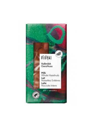 CHOCOLATE CON LECHE y avellanas enteras 100gr. BIO VIVANI