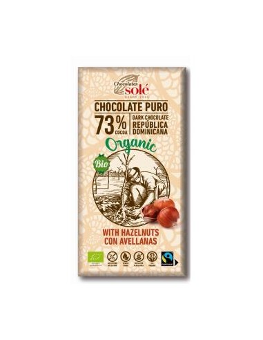 CHOCOLATE NEGRO 73% con avellanas 150g ECO SG VEGA CHOCOLATES SOLE