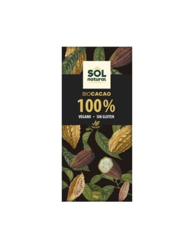 CHOCOLATE CACAO PURO 100% 70gr. BIO SOLNATURAL