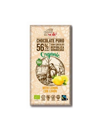 CHOCOLATE NEGRO 56% con limon 100gr. ECO SG VEGAN CHOCOLATES SOLE