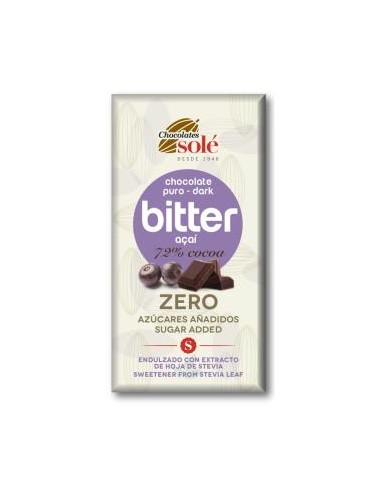 CHOCOLATE NEGRO 72% con açai y stevia 100gr. S/A CHOCOLATES SOLE