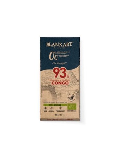 CHOCOLATE NEGRO 93% CONGO s/azucar añadido 80g ECO BLANXART