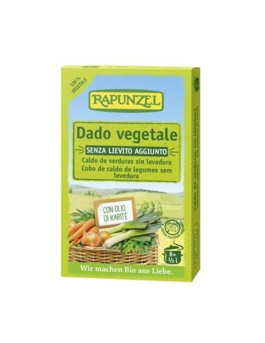 CALDO VERDURAS sin levadura 8cubitos. BIO RAPUNZEL