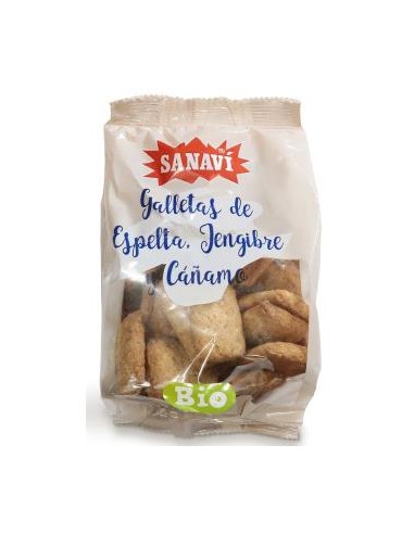 GALLETA DE ESPELTA JENGIBRE Y CAÑAMO 200gr. BIO SANAVI