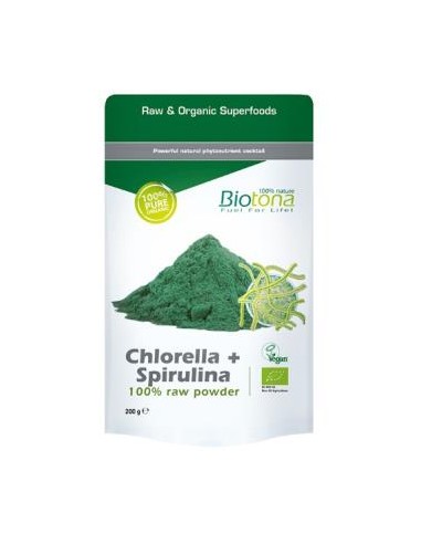 CHLORELLA SPIRULINA RAW 200gr. BIO BIOTONA