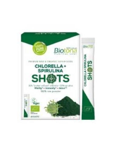 CHLORELLA+ESPIRULINA raw 20shots. BIO SG VEGAN BIOTONA